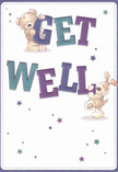 The design of this cheerful get well card is pure comfort-a moment of playful optimism captured in illustration and colour. Two enchanting characters, a plush teddy bear and a joyful floppy-eared puppy, appear to bounce right off the card, each balancing on and interacting with the vibrant, oversized letters that spell out 'Get Well' in confident indigo and teal. The creamy white backdrop accentuates this joyful scene, much like the soft glow of natural light coming through a Putney flat's window on a hopeful morning. Stars in varying shades of blue and purple twinkle around, showering the card with a gentle, whimsical energy reminiscent of evening strolls near the river. The illustrated fur of the duo looks irresistibly touchable-so plush you can nearly imagine a cozy embrace. The artistry behind every curve and colour evokes the same attention locals appreciate in arrangements from Putney Florist, thoughtfully prepared for moments when a little extra kindness is needed. Perfect for sending genuine warmth and encouragement to someone in recovery, this card is more than a message: it's a little piece of comfort and hope that brings the spirit of Putney right to their heart.